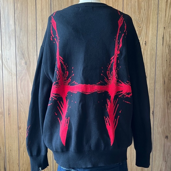 Shihiko Jujitsu Kaisen Choso Black Red Graphic Knit Cotton Sweater Mens Large - Picture 3 of 7